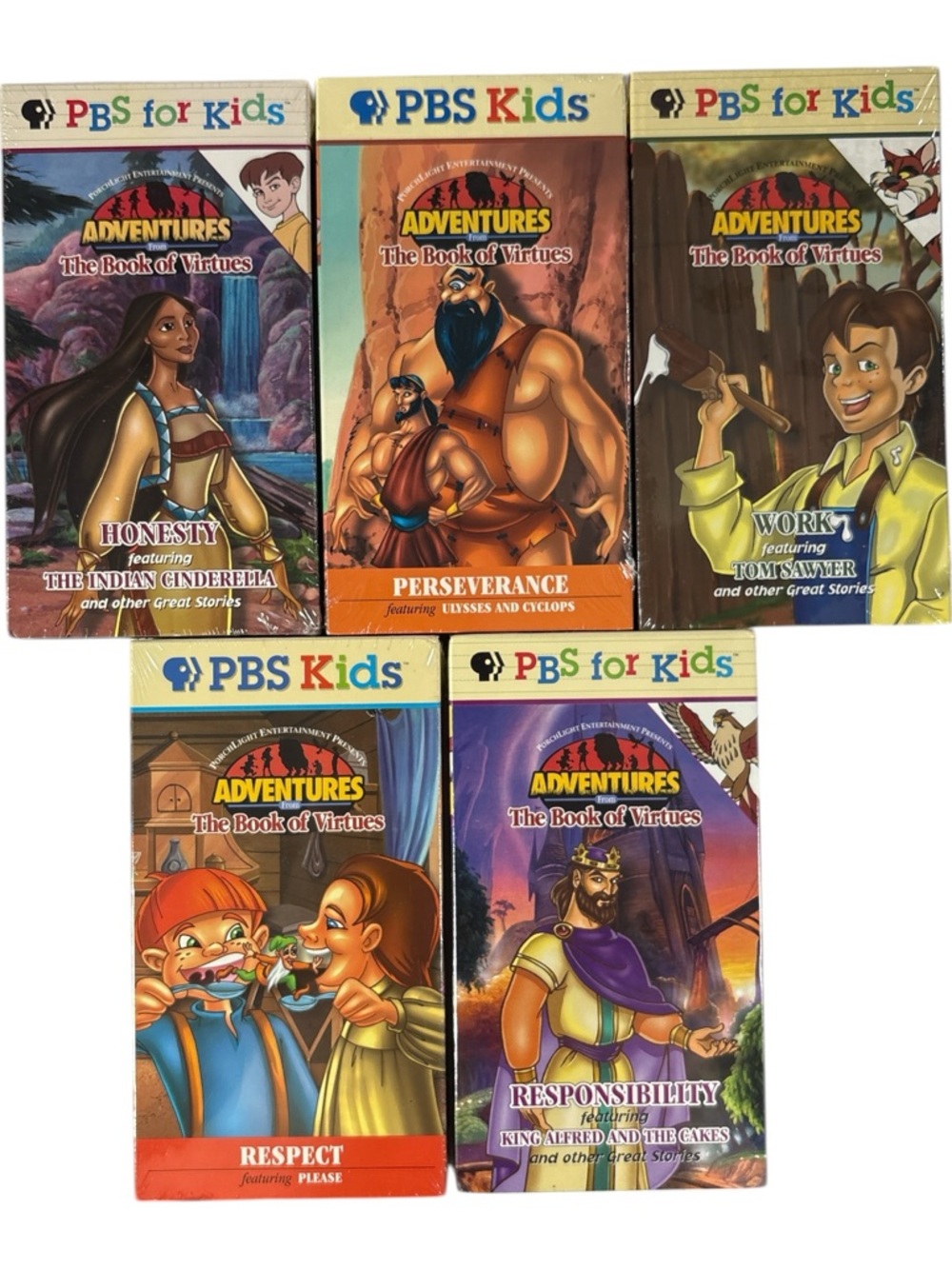 New PBS For Kids Adventures From The Book Of Virtues Vintage VHS Lot Of 5 Sealed